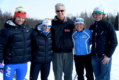 President Don Bantz with APU Nordic Ski Team