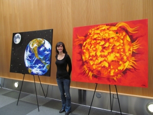 Anchorage-based artist and APU art instructor Tracey Pilch showing her art.