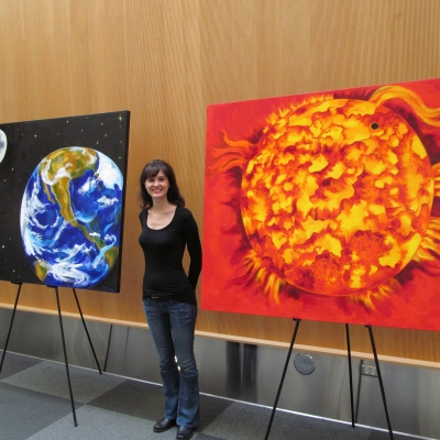 Anchorage-based artist and APU art instructor Tracey Pilch showing her art.