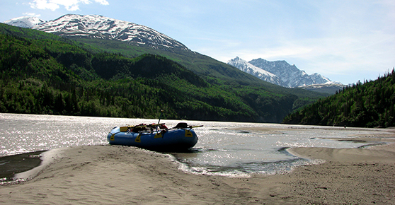 Raft on a beautiful Alaskan river.