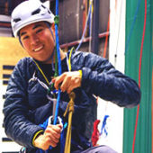 Student in climbing gear