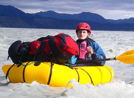 Student in packraft.