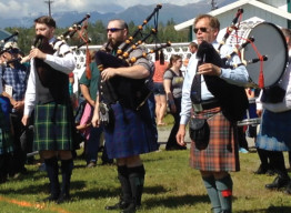 APU’s Pipe and Drum band performing at their second Alaska Scottish Highland Games
