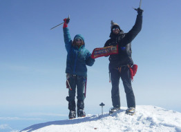 Terrell Moore and Nikolai Windahl summitting Mt. McKinley.