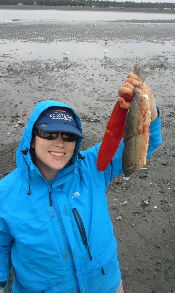 Sarah Engstrom catching fish in Alaska