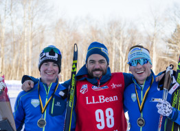 APU skier Reese Hanneman with others at the National Championship