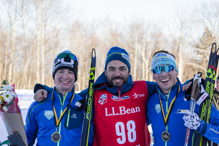 APU skier Reese Hanneman with others at the  National Championship
