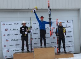 APU skier Scott Patterson on the podium for National Championship first place.