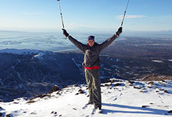 Nordic Skier Enjoying a Mountaintop