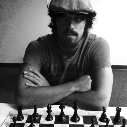 Jonathon Singler playing chess.