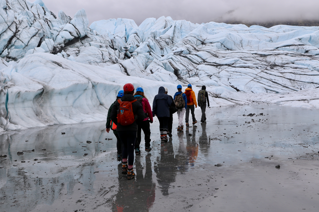 Marching out to Matanuska Glacier with NOVA, a local river and glacier guiding company, where several of our current and former students work.