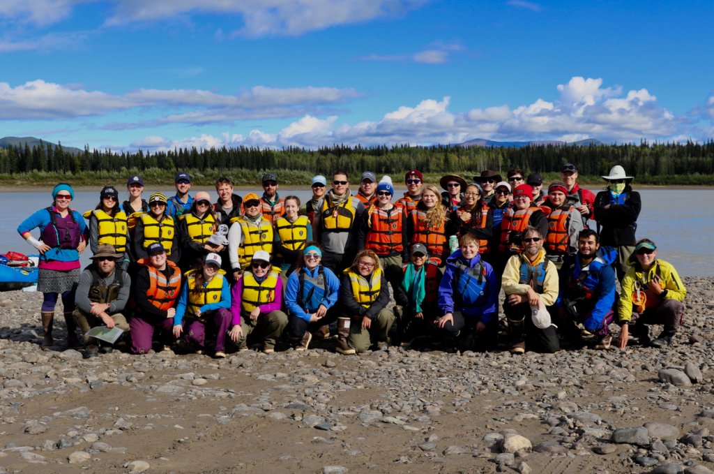 Group photo of rafters on the Yukon River.