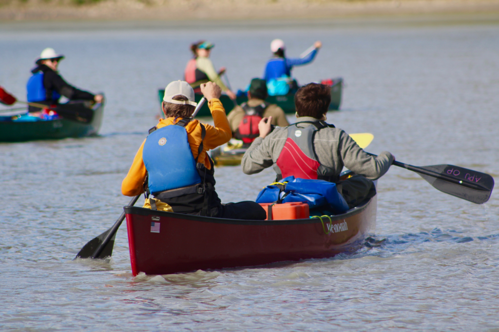 Students canoeing the Yukon River.
