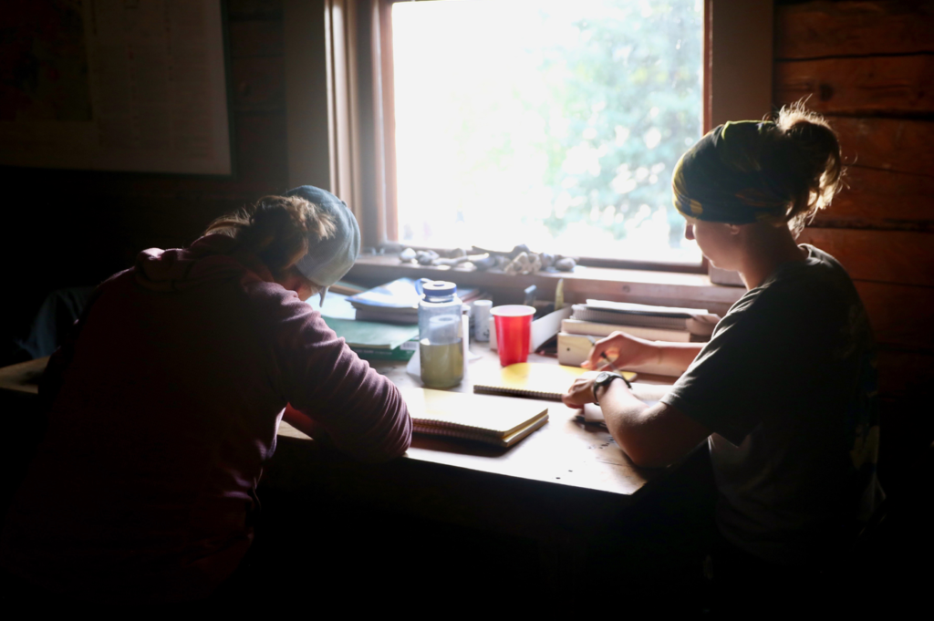 Student working on their assignments at Slaven Roadhouse