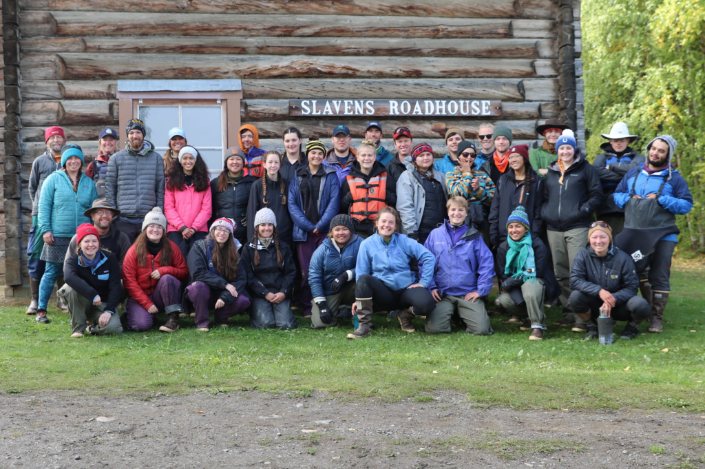 The whole group in front of the Slavens Roadhouse