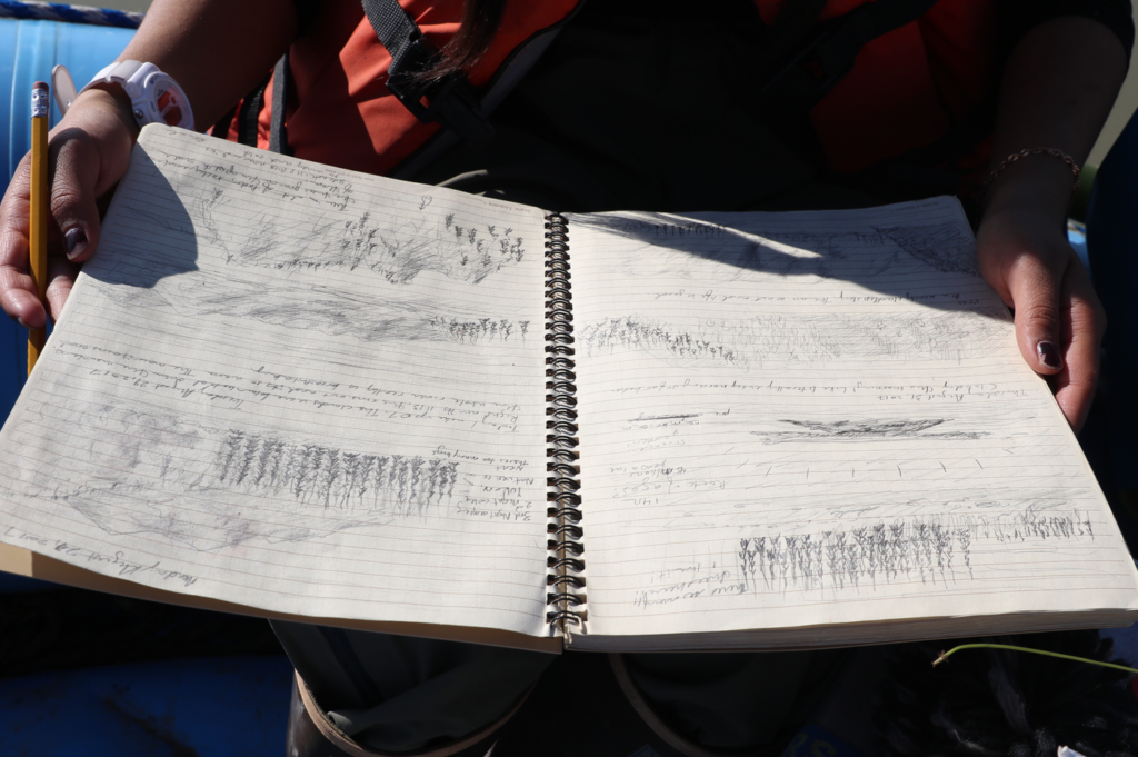 Student's notebook from Yukon River trip.
