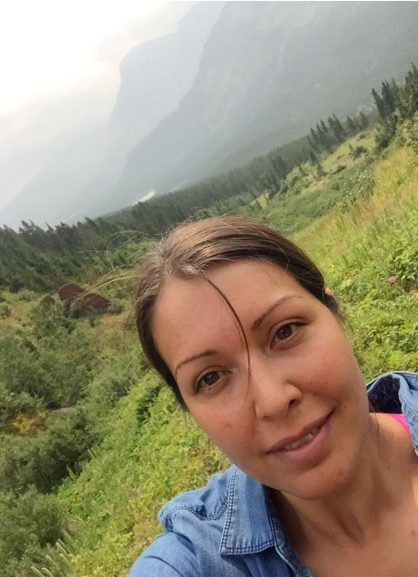 Meda Dewitt hiking in Glacier National Park