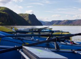Rafts on shore of Yukon River