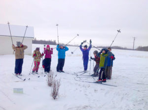 Students cross country skiing.