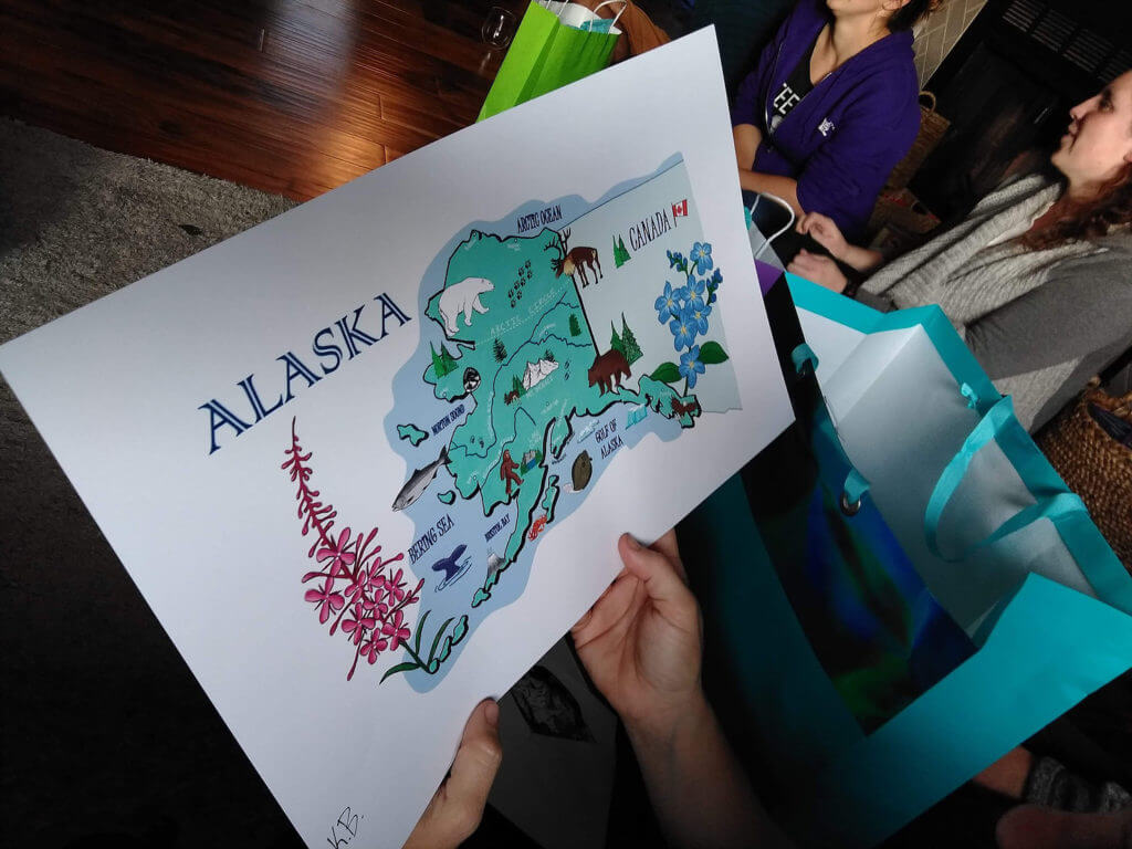 Alaska Map print created by FAST Lab student Kelsey Bockelman 