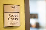 Office sign for Alaska Pacific University president, Bob Onders.