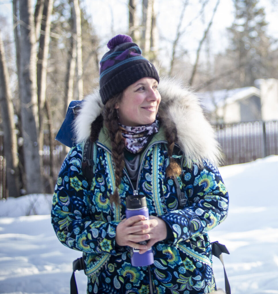 Students meet up to watch the inagural start to the Iditarod.