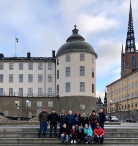 Literature students pose for a photo in Stockholm Sweden.