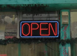 shop with OPEN sign