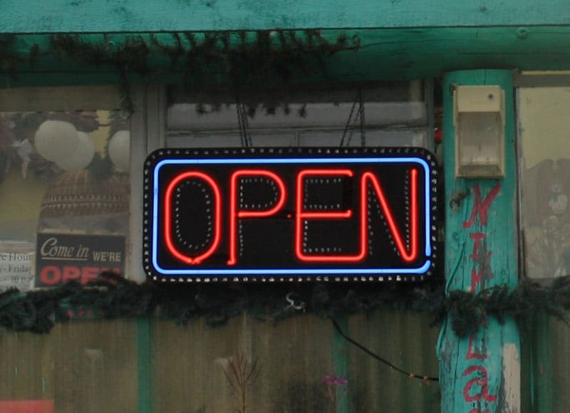 shop with OPEN sign