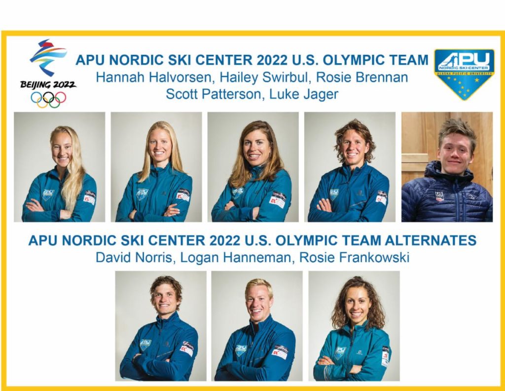 Athlete photos for the eight APU skiers named to the Winter Olympic Games