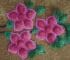 3 pink beadwork flowers