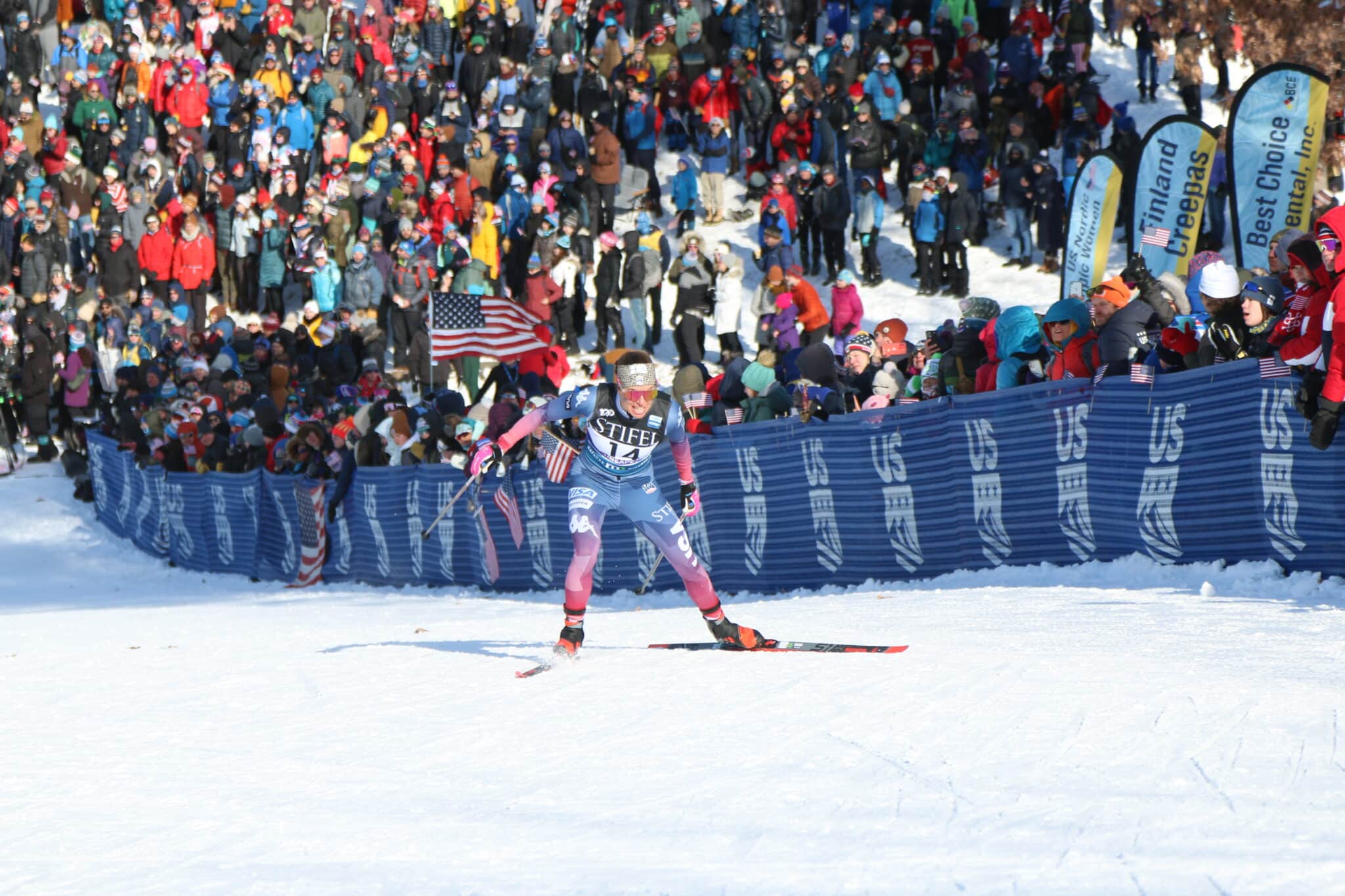 Rosie Brennan in freestyle sprints by U.S. Ski and Snowboard and photographed Anna Engel.