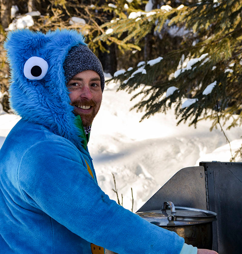 man wearing blue custom outdoors