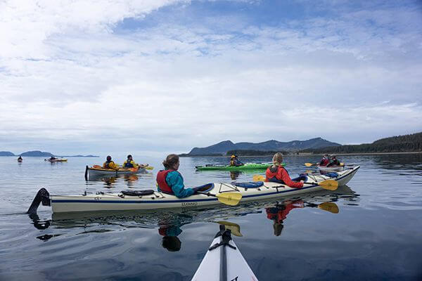 students kayaking