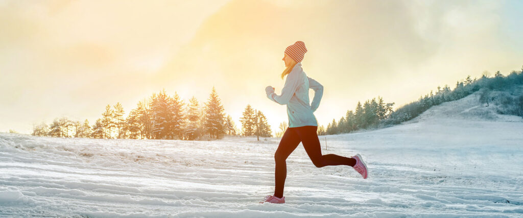 woman running outdoors in the winter